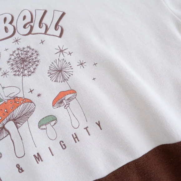 Disney Our Universe Embroidered Tinkerbell Cream And Brown Crew Neck Sweater Med - Picture 7 of 11